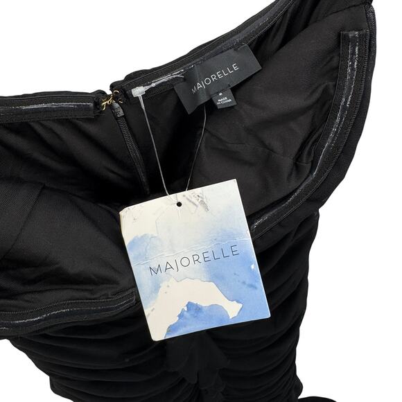 MAJORELLE Giules Gown Dress Black Ruffled Overlay Size Medium NEW NWT - Picture 9 of 11